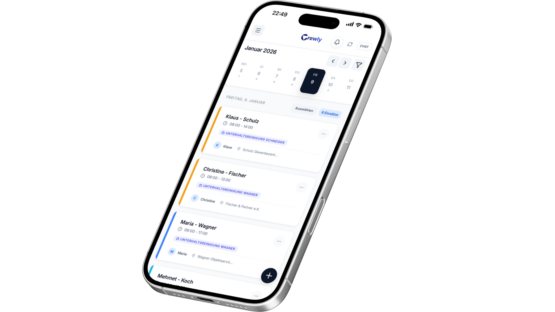 Crewly Schichtplanung Mockup