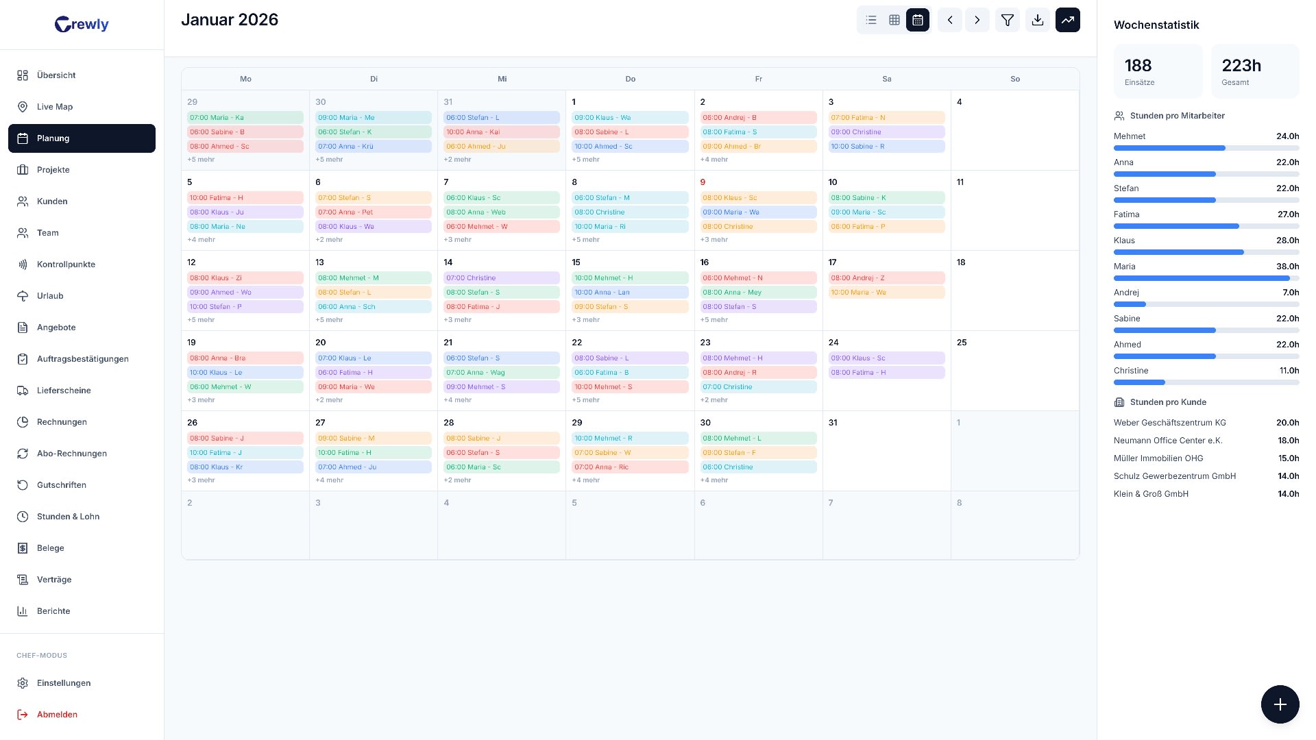 Crewly Schichtplanung App Mockup