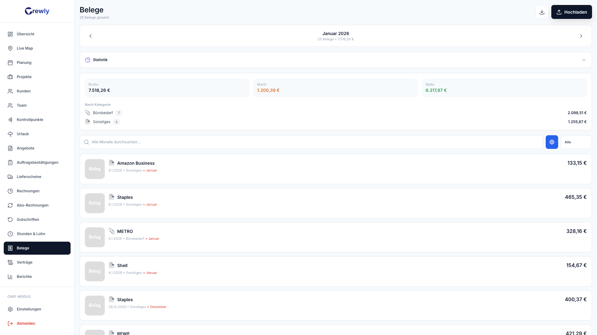 Crewly KI Beleg-Scanner